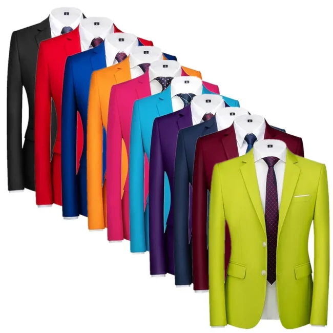 New Male Solid Colour Formal Suit Jacket 21 Colours Available Men Wedding Prom Party Tuxedo Blazer Slim Fit Coats 1