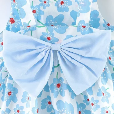 Summer New Floral Beach Party Baby Girl Dress, Sweet Bow Children'S Clothing With Free Hat（9 Months - 3 Years Old） 6