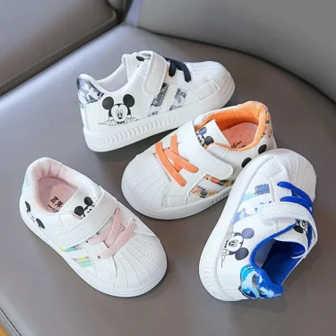 Disney White Casual Shoes For Baby Boy Girl Brand Children Sneaker Mickey Mouse Kids Sports Shoes Toddler Walking Shoes Size 25 5