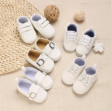 Baby baptism Shoes For Boy Newborn White Baby Causal Shoes Soft Sole Antiskid Baby Boy Shoes Toddler Infant Baby Walker Shoes 1
