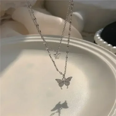 Fashion Women Crystal Zircon Pendant Necklace for Women Girl Crystal Chain Necklace Punk Party Jewelry butterfly necklace 4