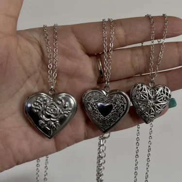 Romantic Heart Locket Pendant Openable Female Silver Color Stainless Steel Photo Frame Charm Necklace for Women Men Jewelry Gift 3