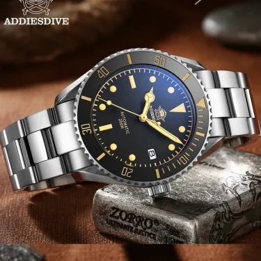 ADDIESDIVE Business Vintage Leather Wrist Watch Waterproof Automatic Mechanical Steel Watch Man European American Casual Watch 1