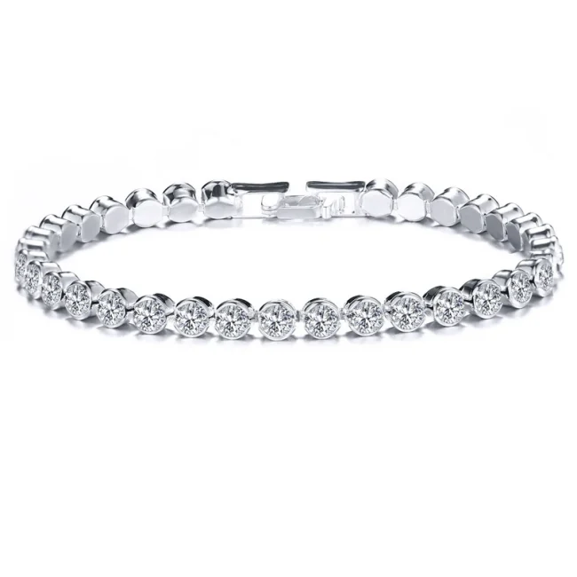 14k Gold Filled Tennis Bracelet 3mm 4mm Cubic Zirconia Classic Tennis Link Bracelets For Women Girls 4