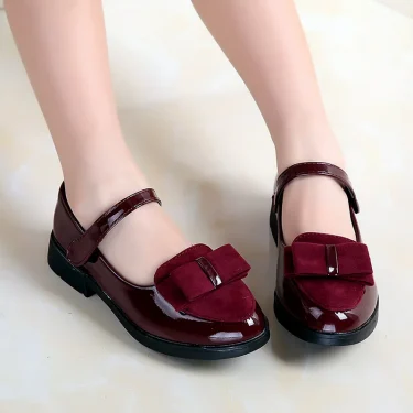 Girls Leather Shoes For Children Wedding Dress Princess School Shoes Kids Summer Bow-knot Black Student Sandals Korean Fashion 2