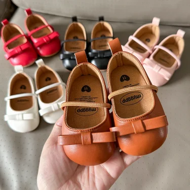 Christmas Baby Girls Mary Jane Flats with Bowknot Floral Princess Wedding Dress Shoes Soft Newborn Infant Crib First Walkers Pre 4