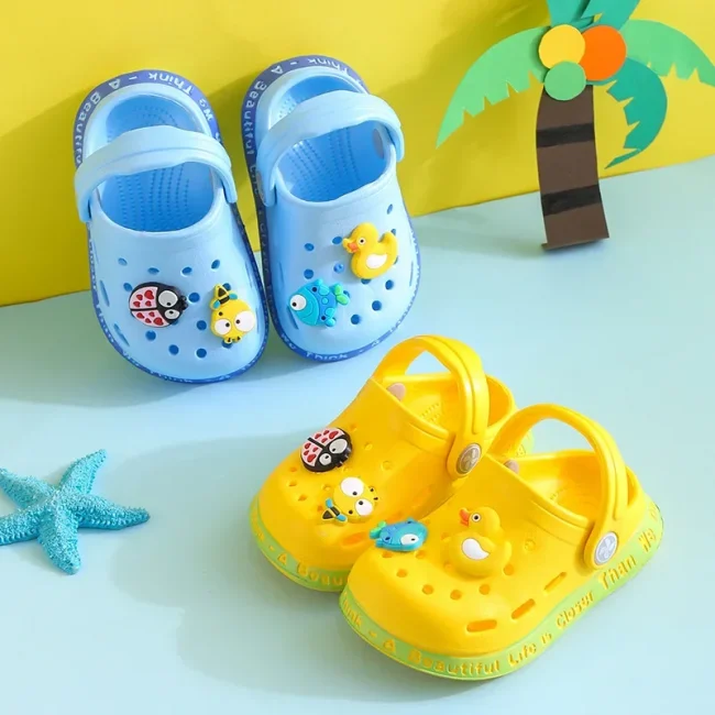 Summer Kids Sandals Children Hole Shoes Slippers Soft Non-slip Cartoon DIY Design Beach Sandy Slipper Shoe for Boys Girls 3
