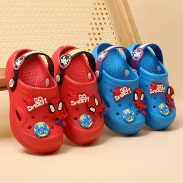Disney Children's Hole Slipper Summer Boy Fashion Cartoon Spiderman Sandals Kids Beach Shoes Soft Bottom Toddler Home Slipper 1