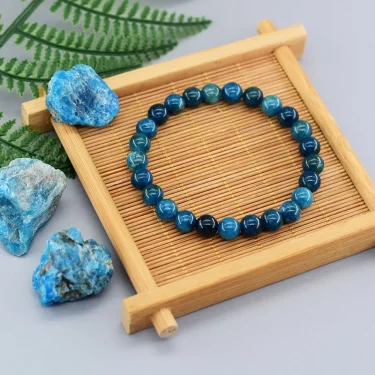Original Reiki Blue Apatite Beads Bracelets Men Women Natural Stone Blood Circulation Stimulate Enthusiasm Health Care Jewelry 2