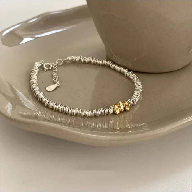 New 925 Silver Gold Color Geometric Beads Adjustable Punk String Bracelet For Woman Girl Fashion Jewelry Gift Dropship Wholesale 3