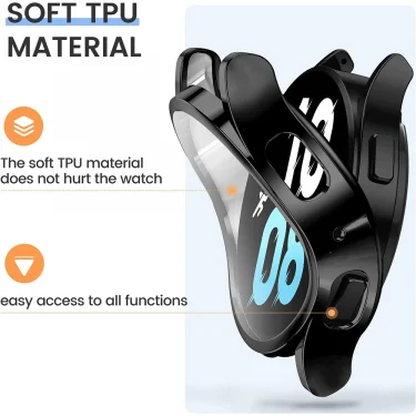 Case for Samsung Galaxy Watch 4 5 6 7 40mm 44mm Protector Cover Coverage Silicone TPU Bumper Screen Protection Full Accessories 4
