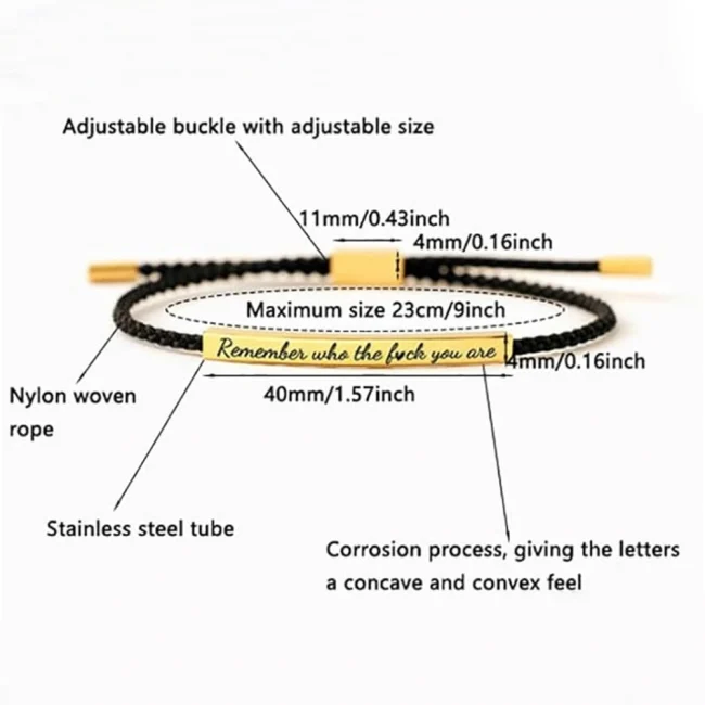 Trendy Design “Remember Who The Luck You Are” Motivational Tube Bracelet for Best Friend Gift Popular Adjustable Bradied Jewelry 6