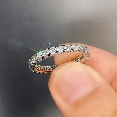Huitan Fashion Contracted Women's Ring Thin Full Paved Round CZ Versatile Girls Accessories Daily Wear Party Statement Jewelry 3