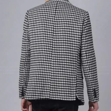 1 Piece Slim Fit Plaid Men Suit Jacket Houndstooth Wedding Male Blazer Two Buttons Check American Style Groom Suit 6