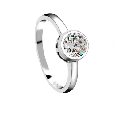 Simple Round Cubic Zirconia Jewelry Women Trendy 925 Sterling Silver Rings for Female Wedding Bridal Anillos Hot Sale 1