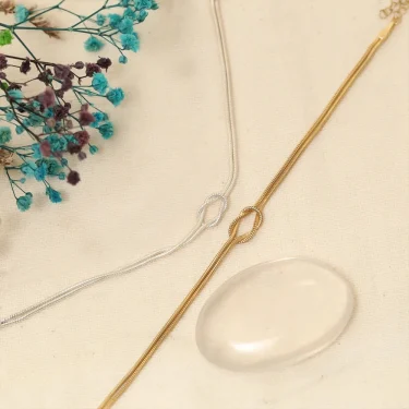 eManco Delicate Round Snake Chain Knotted Couple Friendship Bracelet Stainless Steel Gold-Plated Fashion Jewelry Wholesale 6