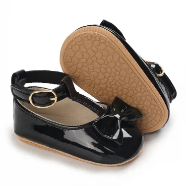 Black Fashion Newborn Party Princess Shoes Boys and Girl First Step Walking Shoes Infant Toddler Children's Non slip Baby Shoe 3