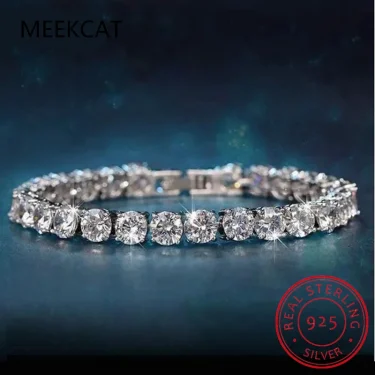 D VVS1 Round Moissanite Tennis Bracelet Original s925 Sterling Silver Plated 18k Gold with GRA Bracelets for Women Man 1