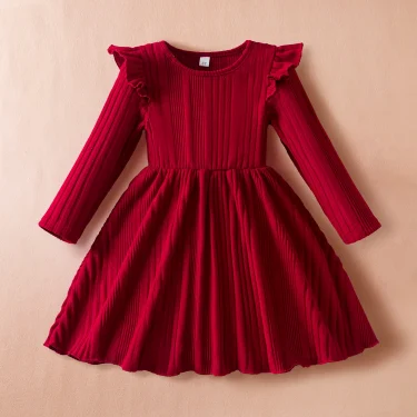 2025 Red Christmas Dress for Baby Girls Winter Long Sleeve Mesh Dresses for 3-8Yrs Kid Star Sequin Birthday Party Princess Dress 3