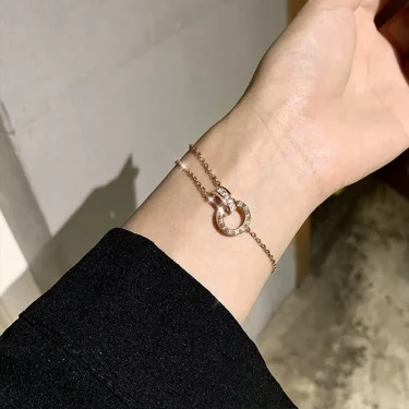 Luxury Gold Plated Stainless Steel Dazzling Zircon Bracelet for Women Girls Roman Number Design Fashion Charm Party Jewelry Gift 6