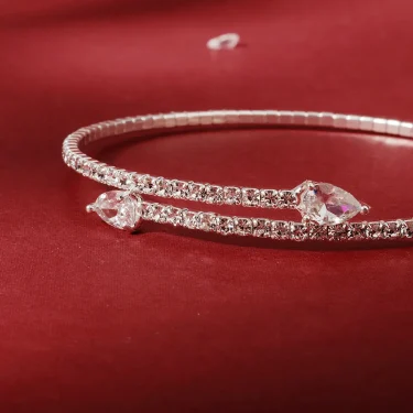 Miallo Fashion Rhinestone Bracelets for Women Silver Color Bangle Shining Luxury Trendy Ladies Girls Bracelet Jewelry Gifts 3