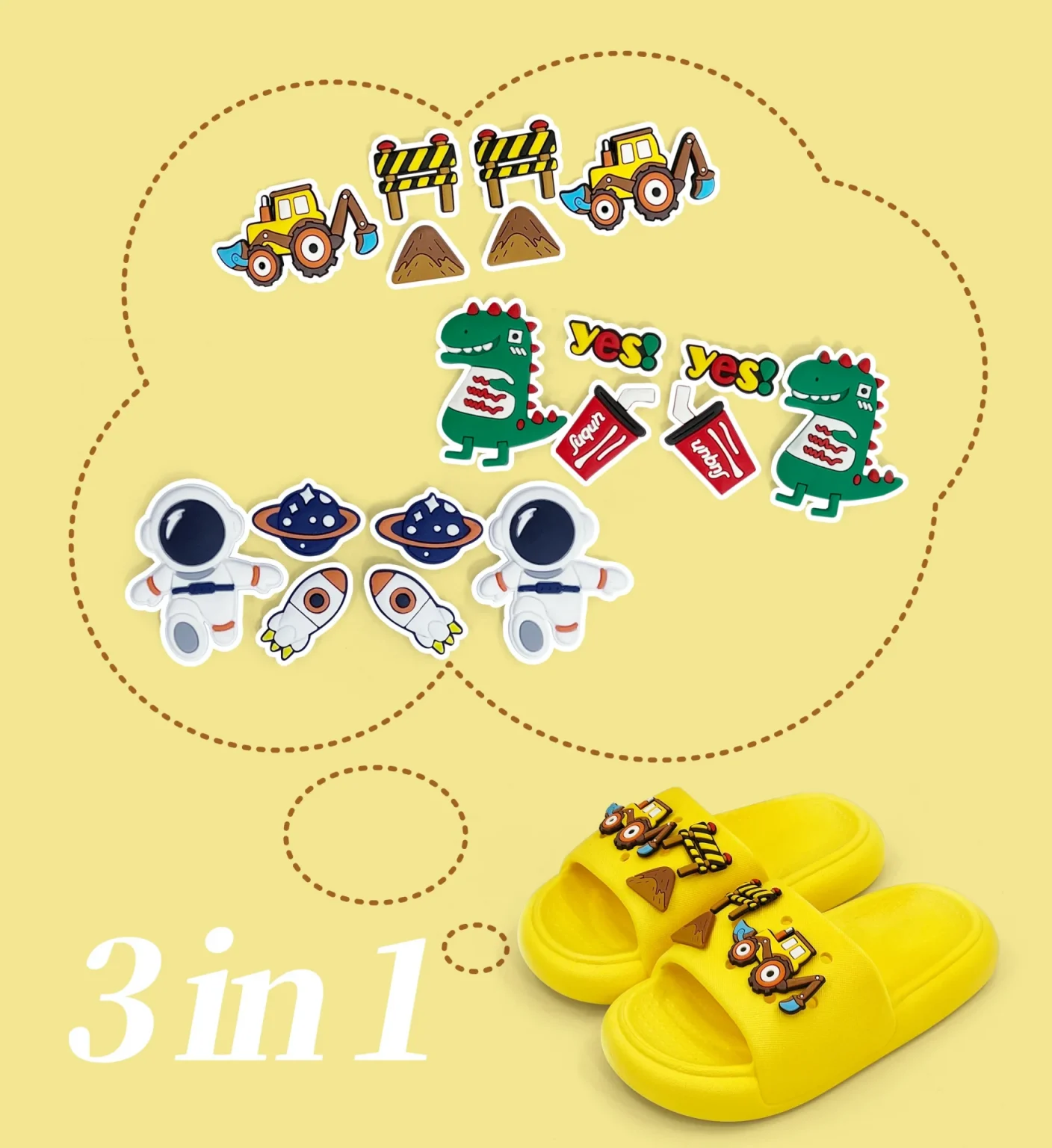 Toddler Slides Slippers Boys & Girls Slide Sandals for Kids Cute Cartoon Open Toe Shoes 5
