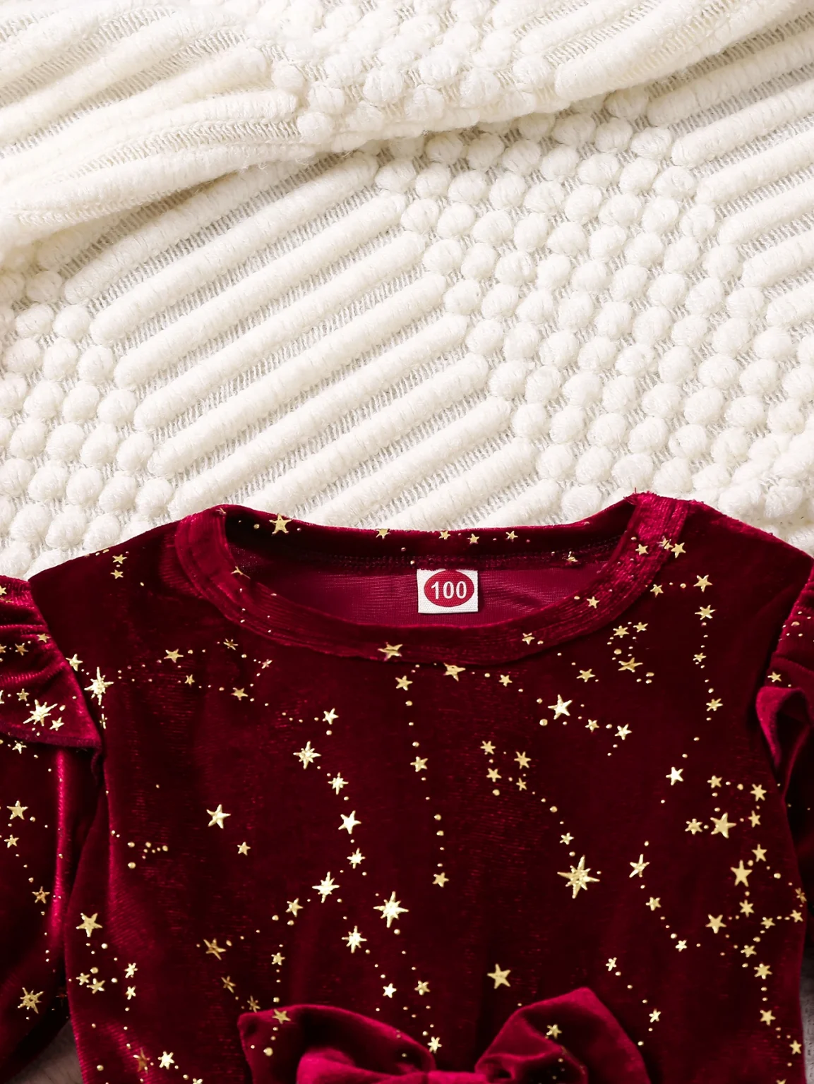 Toddler Girl Party Dress Autumn Winter 1-8 Years Children Christmas And New Year Princess Dress Red Velvet Gown Stars Mesh Dress 3