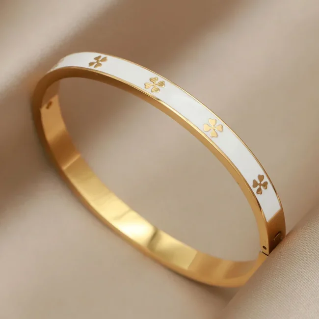 Stainless Steel Metal Classic Flower Bangles&bracelets for Women Fashion Brand Jewelry Delicate Bowknot Bangles Accessories 5