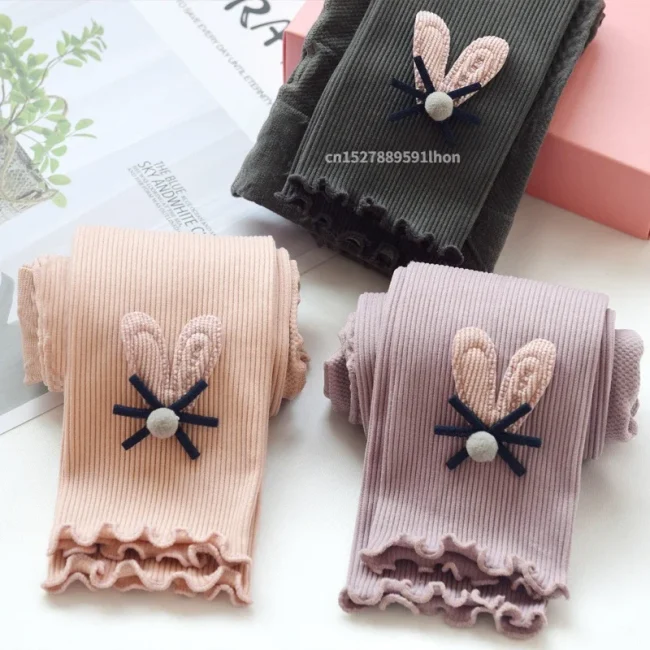 Girls Leggings Autumn Spring Cute Cotton Elastic Waist Children Kids Baby Pants Bottom 2