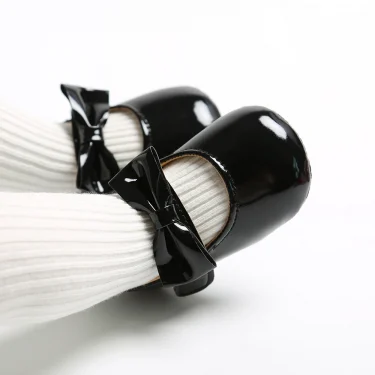 Newborn Baby Shoes Infant Girls Shoes PU Anti-slip Bowknot Classic Princess Dress Shoes Toddler First Walker Crib Shoe 6
