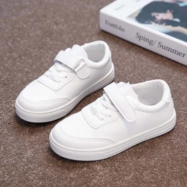 Children White Sneakers Pu Leather Breathable School Kids Casual Shoes Fashion All-match 25-36 Anti-slip Boys Girls Board Shoe 1