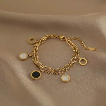 Luxury Famous Brand Jewelry Gold color Stainless Steel Roman numerals Bracelets & Bangles Female Charm Bracelet For Women 2