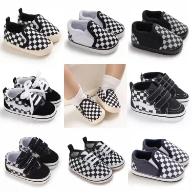 Baby Canvas Classic Sports Shoes Comfortable and Lightweight First Step Indoor and Outdoor Walking Shoes Suitable for 0-18 Month 1