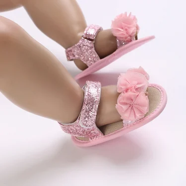 Summer Cute flower Newborn Baby Shoes Non-slip Cloth Bottom Shoes For Girls Elegant Breathable Leisure Baby First Walking Shoes 4