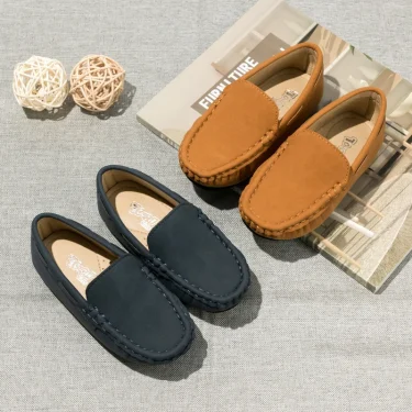 Spring Summer Kids Shoes Boy Girl Casual Shoes Breathable Brown Rubber Sole Children's Boys Girls Flat Leather Shoes Moccasins 1