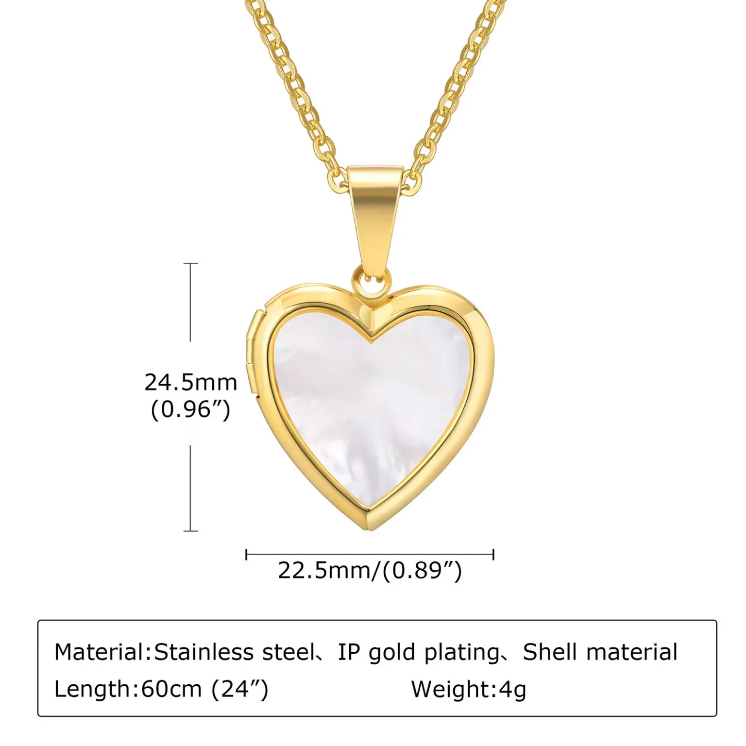 Vnox Women Locket Necklaces, Openable Heart Pendants, Stainless Steel Shell Photo Frame Necklace 6