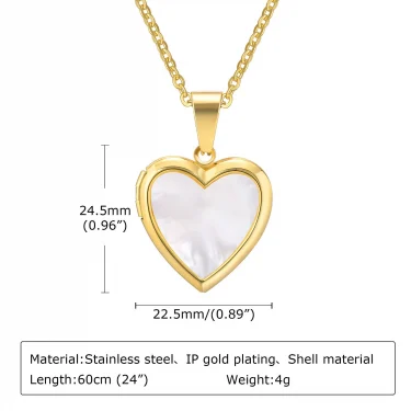 Vnox Women Locket Necklaces, Openable Heart Pendants, Stainless Steel Shell Photo Frame Necklace 6
