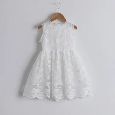 Little Girls Dress New Lace Embroidery Flower Dress Princess Birthday Party Vestidos Holiday Casual Wear 3-8Yrs Children Clothes 2