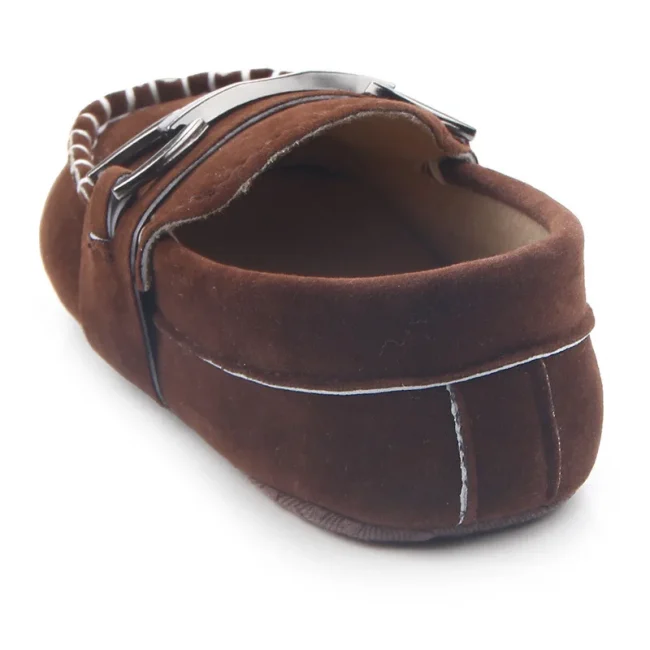 Toddler First Walkers Infant Newborn Anti-slip Shoes Iron Buckle Frosted Leather Peas Shoes for Baby Boy Rubber Sole Moccasins 5