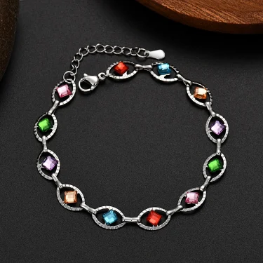 JewelryTop Fine 18K Gold Sterling Silver Colors Bracelets for Charm Lady Women Wedding Party Gifts 18+5cm original 4