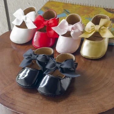 Newborn Baby Shoes Infant Girls Shoes PU Anti-slip Bowknot Classic Princess Dress Shoes Toddler First Walker Crib Shoe 2