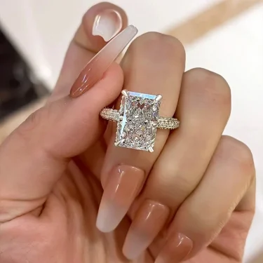 Huitan Simple and Elegant Rectangle Cut CZ Rings for Women Luxury Engagement Wedding Bridal Accessories Temperament Lady Jewelry 4