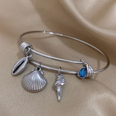 Greatera Gold Color Conch Shell Charm Stainless Steel Adjustable Bracelets Bangles for Women Ocean Animal Bracelet Beach Jewelry 6