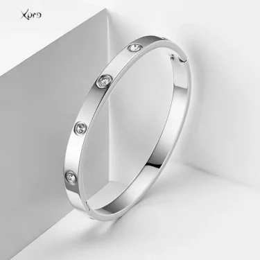 Xpro Stainless Steel Bracelets Woman Bangle Bangles for Woman Golden Love Crystal Wedding Feminina Luxury Jewellery Gifts 5
