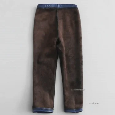 Kids Girl Pu Leather Winter Legging Fower Warm Children Legging Autumn Winter Thick Baby Trousers Pants 3-12 Years 5