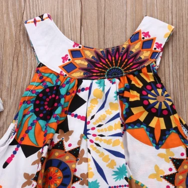 Infantil Toddler Baby Kids Girl Summer Floral Bohemian Sleeveless Dress Princess Party Pageant Dresses 4
