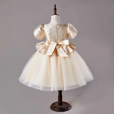 Girl Party Dress for Teenagers Children Golden Princess Prom Dresses Gown gala Clothes 4 to 10 12 Years 2