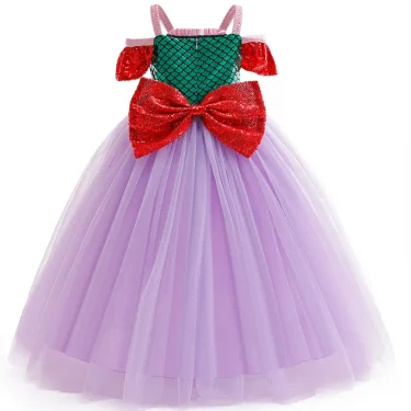 Little Girls Mermaid Princess Dress Kids Ariel Costume Children Birthday Theme Party Outfits Child Luxury Fluffy Elegant Gown 3