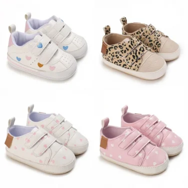 White Baby Shoes Girls Lovely Heart Embroidery Casual Sneakers Non-slip Infant Kids Christening 1