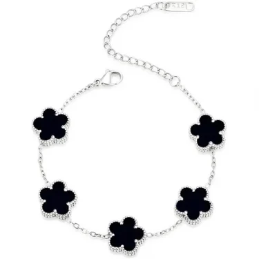 Clover Bracelet for Women Girls 14K Gold Silver Plated Stainless Steel Five Leaf Flower Dainty Lucky Link Bracelets Jewelry 1